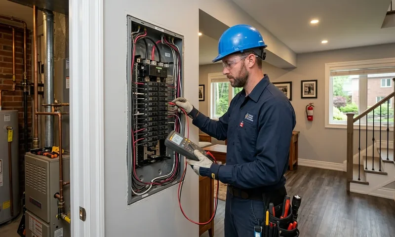 Electrician working at a residential electrical panel