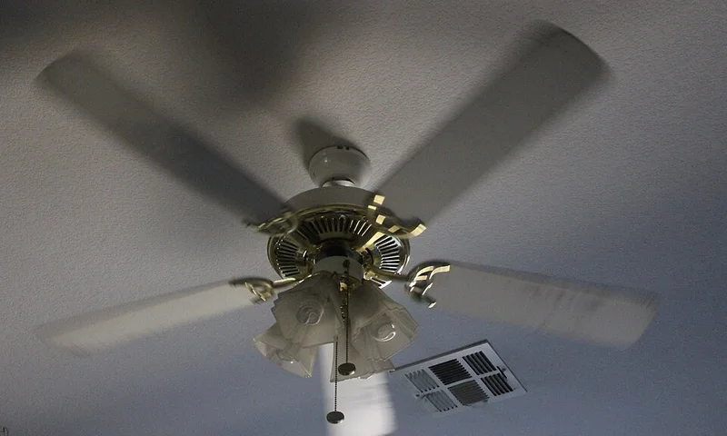 Bedroom ceiling fan with light kit installed