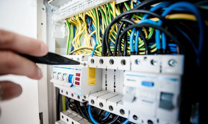 Residential electrical panel with breakers