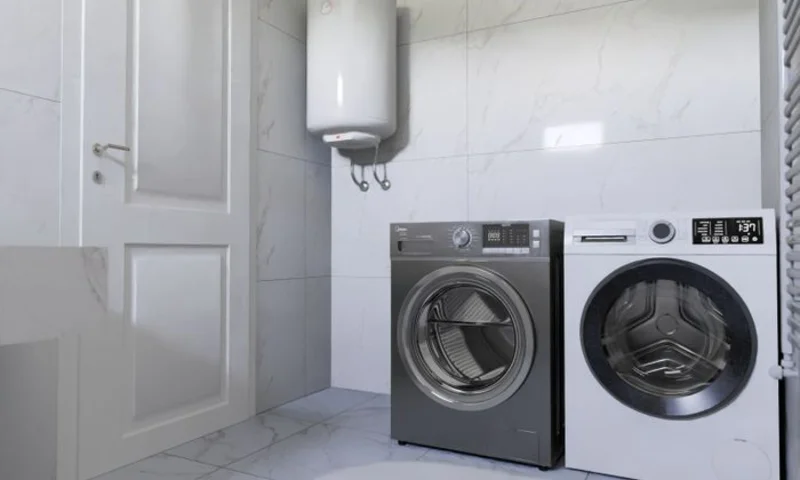 Home water heater equipment in a utility space