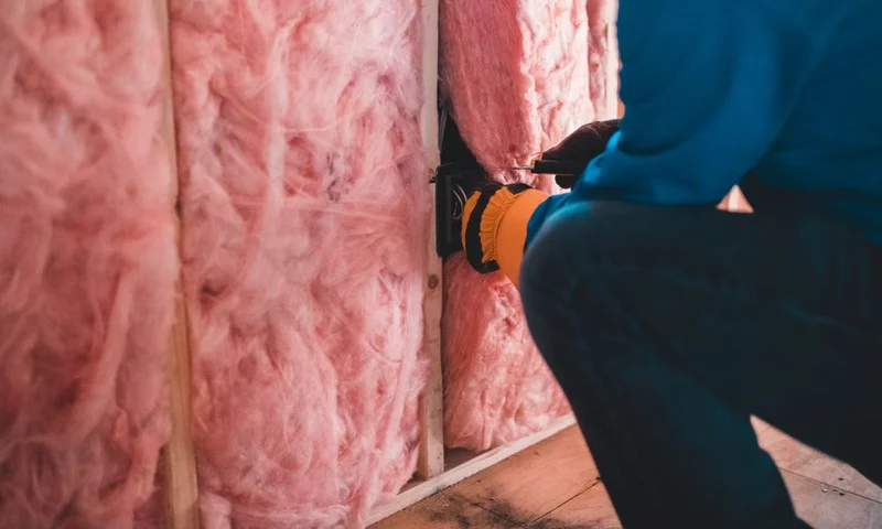 Soundproofing batt insulation installed between wall studs
