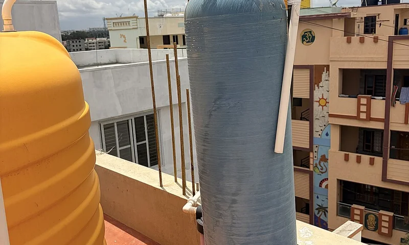 Water filtration equipment in a home utility space